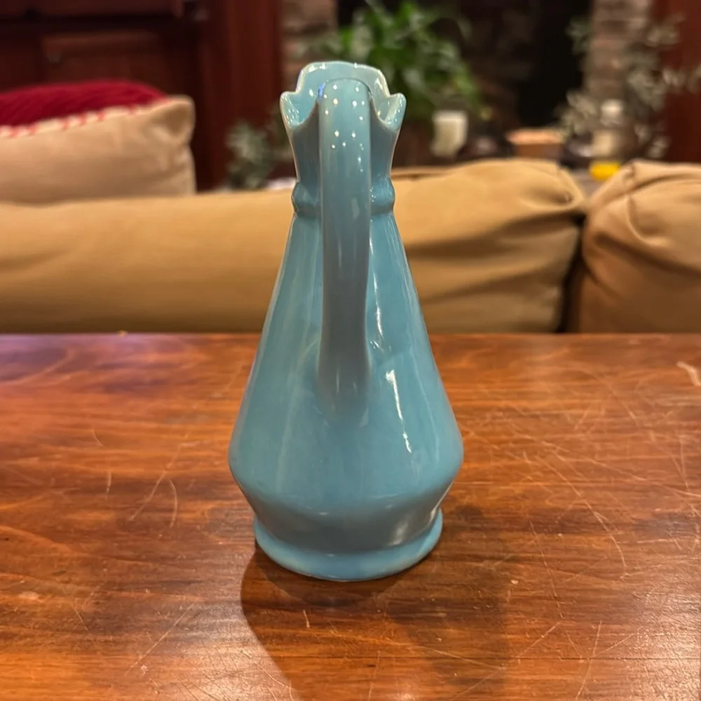 Vintage Maple Syrup Pitcher Handle Ceramic Blue Marked 474 EXCELLENT CONDITION